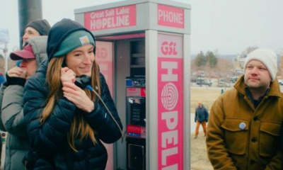 Pink phone booth encourages callers to share messages of hope for Great Salt Lake