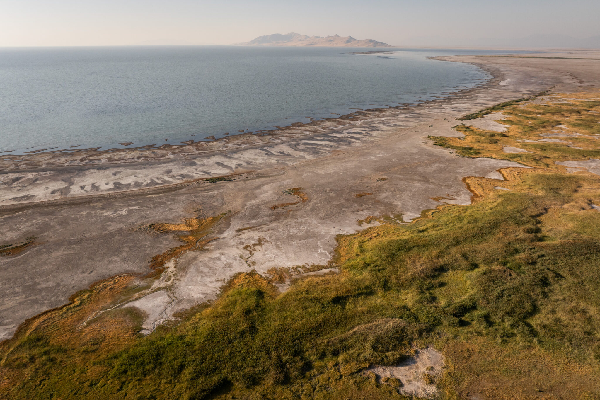 The shores of the Great Salt Lake are pictured at Great Salt Lake State Park near Magna on Tuesday, Aug. 5, 2025. (Photo by Spenser Heaps for Utah News Dispatch)