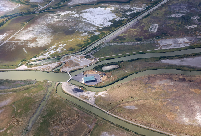 The area where the Bear River Migratory Bird Refuge auto tour begins is pictured on Thursday, Aug. 4, 2022. The Bear River feeds the Great Salt Lake, but currently doesn’t reach the lake due to low water levels.