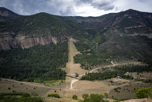(Rick Egan | The Salt Lake Tribune) The pipeline from the Upper Stillwater Dam, on Rock Creek, northwest of Duchesne, on Wednesday, Aug. 12, 2026.