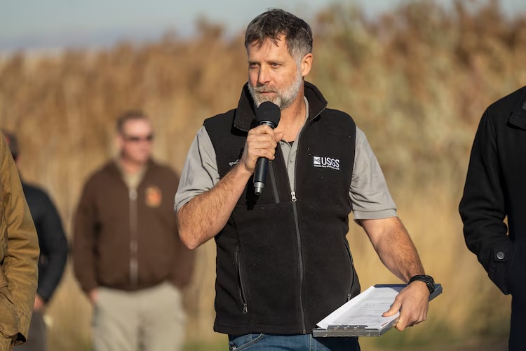 (Rick Egan | The Salt Lake Tribune) David O' Leary, USGS Utah Water Science Center Director, talks about the monitor in the North Fork of the Weber River, on Monday, Nov 25, 2024.