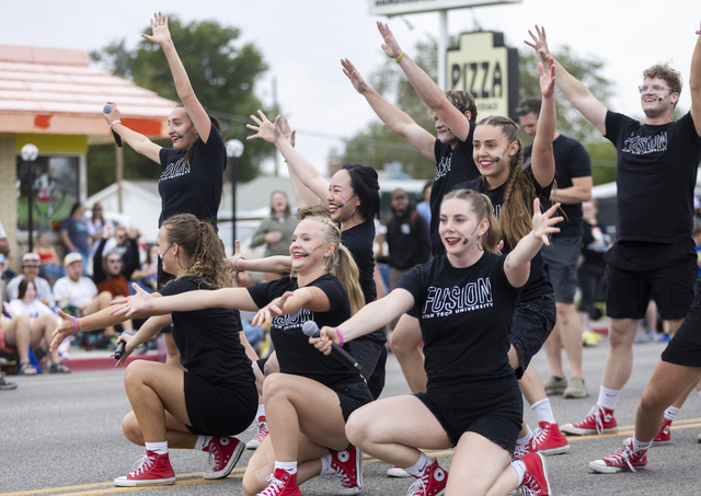 The Utah Tech University Fusion performing team dances during the parade at the 118th annual Melon Days Festival in Green River on Saturday, Sept. 21, 2024.