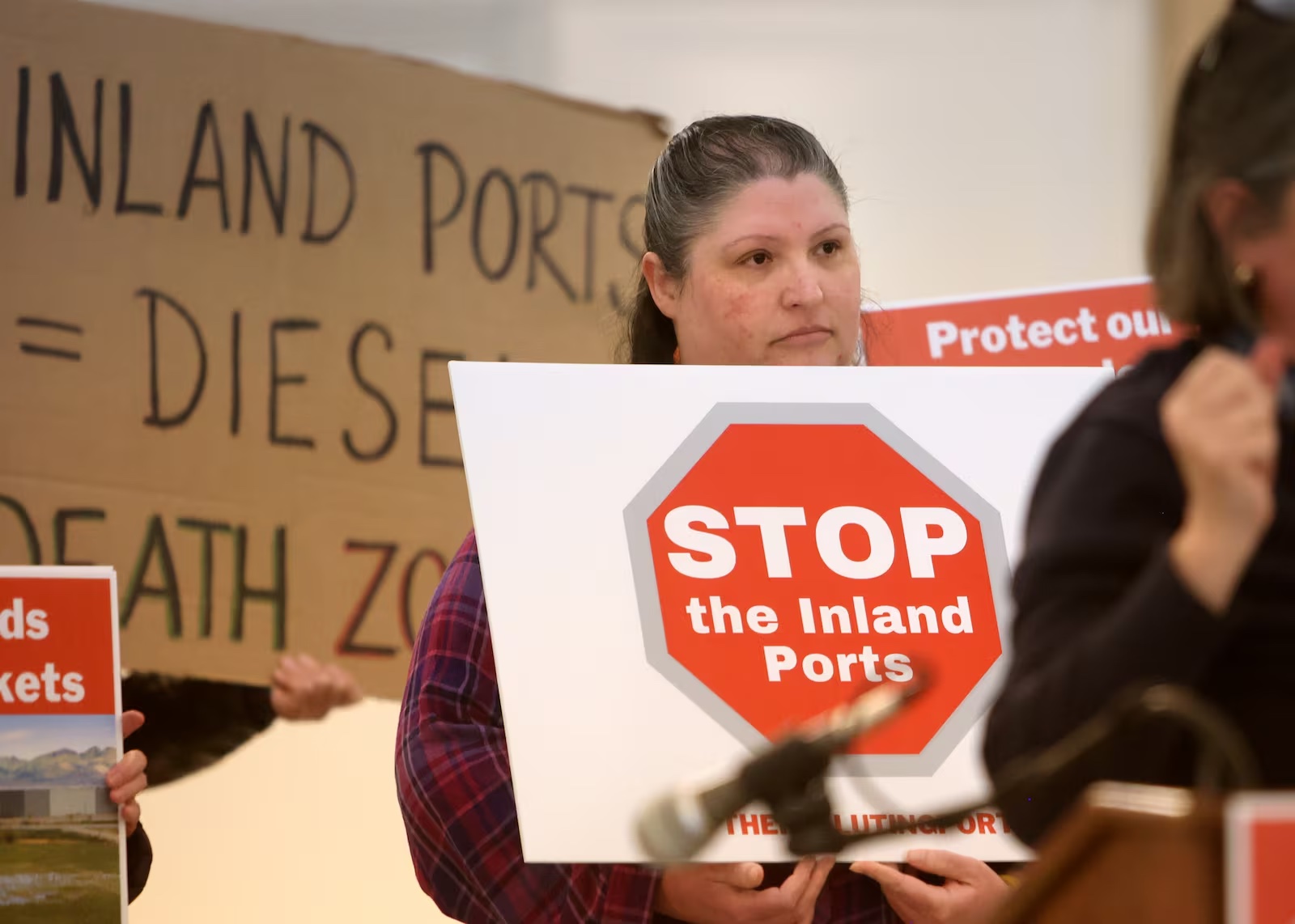 Teri Durfee, lifelong Tooele County resident, attends a press conference urging the halt to Utah Inland Port Authority development in Great Salt Lake wetlands at the capitol in Salt Lake City on Wednesday, Dec. 11, 2024. | Kristin Murphy, Deseret News 