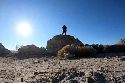 Nick Petersen takes photographs of the Great Salt Lake. Pedersen is a photographer who creates imaginary hyper-realistic photomontages addressing environmental issues. (Photo: Peter Rosen, KSL-TV)
