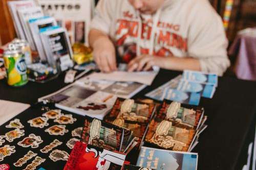 (Photo courtesy Brie Pereboom) Spy Hop design apprentices displayed their zines about the Great Salt Lake at Grid Zine Fest in March 2025.