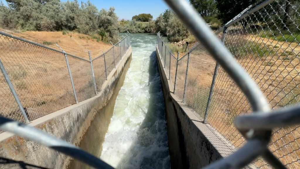 Hundreds of millions of gallons of water, being drained into Great Salt Lake off the north end of Willard Bay dike. (Mike Anderson, KSL TV)
