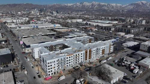 A luxury apartment building called the Whitney is under construction in Salt Lake City on Jan. 28. Salt Lake City is a step closer to matching a new state law requiring cities to plan for water needs in city plans. (Kristin Murphy, Deseret News)
