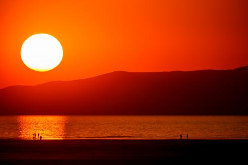 (Trent Nelson | The Salt Lake Tribune) Sunset on the shore of the Great Salt Lake on Friday, Sept. 6, 2024.