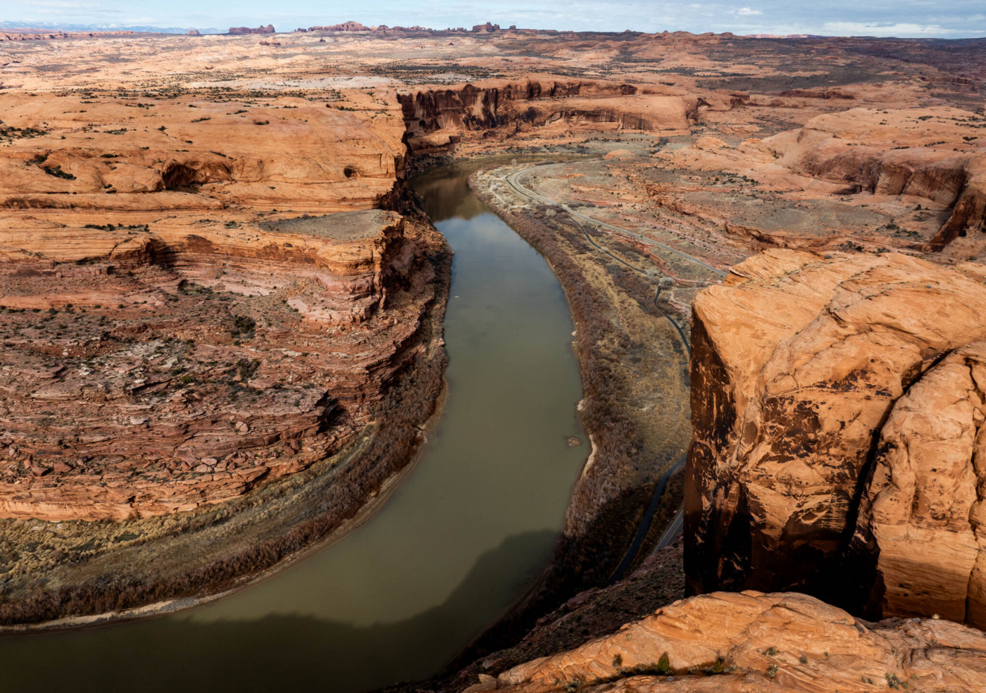  The Colorado River is pictured near Moab on Sunday, Feb. 18, 2024. (Photo by Spenser Heaps for Utah News Dispatch)