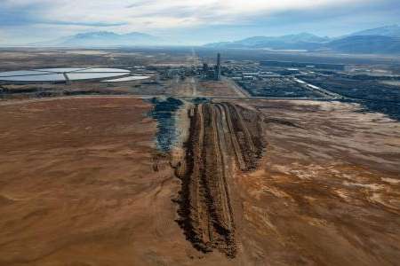 (Francisco Kjolseth | The Salt Lake Tribune) The piles at US Magnesium, which has ceased operations at the magnesium plant on the western edge of the Great Salt Lake, is pictured on Thursday, Dec. 12, 2024.