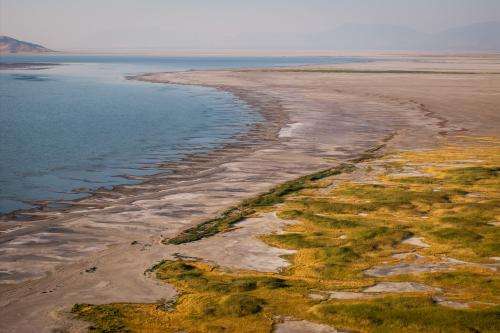 The shores of the Great Salt Lake are pictured at Great Salt Lake State Park near Magna on Tuesday, Aug. 5, 2025. (Photo by Spenser Heaps for Utah News Dispatch)