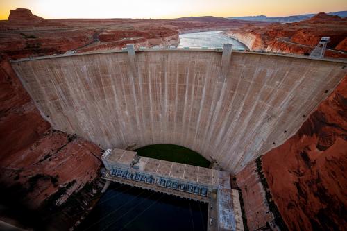 (Trent Nelson | The Salt Lake Tribune) Glen Canyon Dam in Page, Ariz., on Monday, May 19, 2025.