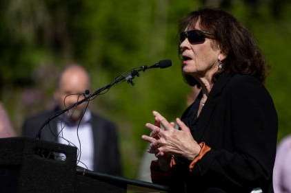 Marcelle Shoop speaks during a press conference announcing the release of new water shares for the Great Salt Lake at Memory Grove in Salt Lake City on Monday.  Marcelle Shoop speaks during a press conference announcing the release of new water shares for the Great Salt Lake at Memory Grove in Salt Lake City on Monday. (Rio Giancarlo, Deseret News)