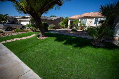 (Trent Nelson  |  The Salt Lake Tribune) Artificial turf placed in a front yard at a Las Vegas home in 2022. 