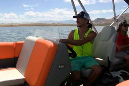 Captain Tyler Oborn with Exclusive Excursions is pictured at the Great Salt Lake on Tuesday. - Mark  Less, KSL