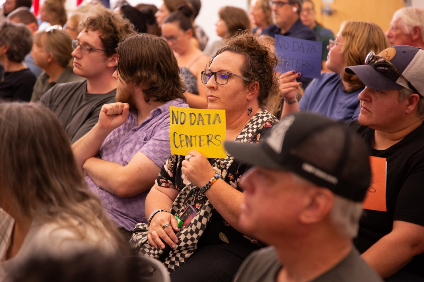 Opponents outnumbered supporters of a proposed shipping, manufacturing and data center hub near the Great Salt Lake’s southern shore during a public hearing held on Monday, July 27 by the Utah Division of Water Quality. (Courtesy of Dave Noriega/Utah Department of Environmental Quality)
