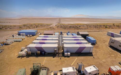Lilac Solutions’ lithium extraction pilot program near the Great Salt Lake is pictured in August 2025. (Photo courtesy of Lilac Solutions)