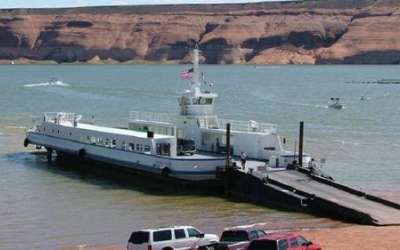 The Charles Hall Ferry in 2016. Utah leaders and transportation officials said Wednesday that they're ready to move on from the service, which is becoming increasingly inoperable as the reservoir drops. (National Park Service) The Charles Hall Ferry in 2016. Utah leaders and transportation officials said Wednesday that they're ready to move on from the service, which is becoming increasingly inoperable as the reservoir drops. (National Park Service)