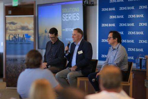  Bryce Bird, director of the Utah Division of Air Quality, speaks during a panel discussion on Great Salt Lake dust at Zions Bank in Salt Lake City on Monday, Oct. 5, 2026. (Courtesy of the Great Salt Lake Alliance/Alex Travous)
