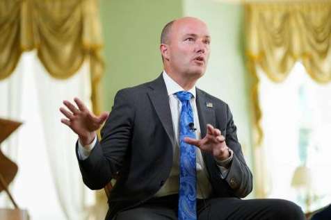 (Francisco Kjolseth | The Salt Lake Tribune) Utah Gov. Spencer Cox sits down for an interview at the governor’s mansion to talk about the ongoing drought and the Great Salt Lake on Tuesday, July 19, 2022.