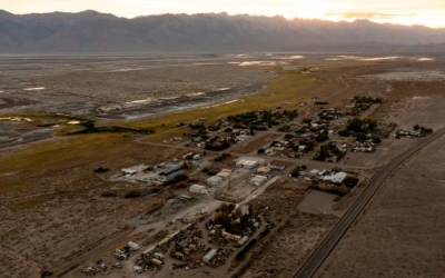 The small community of Keeler is pictured with the dry lakebed of Owens Lake in the background in Inyo County, California, on Thursday, Aug. 11, 2022. Spenser Heaps, Deseret News