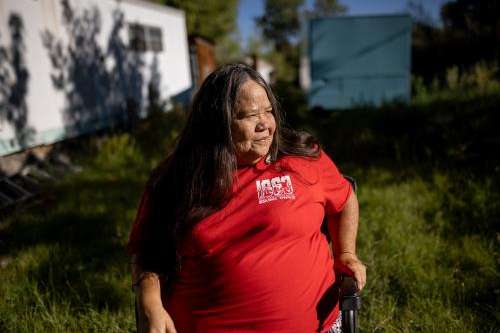 67, the tribal historic preservation officer for the Lone Pine Paiute-Shoshone Reservation, poses for a photo at her home on the reservation near Lone Pine, California, on Friday, Aug. 12, 2022. Spenser Heaps, Deseret News