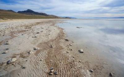 The shore of the Great Salt Lake on Stansbury Island on Saturday, March 26, 2022. (Trent Nelson, The Salt Lake Tribune)