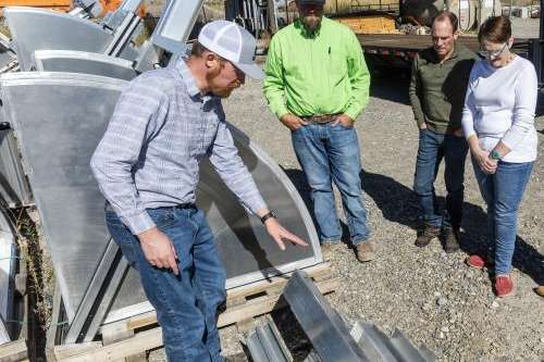 Trevor Nielson of the Bear River Canal Co. talks about the new high tech gates and equipment with water officials during a tour of various canal sites in Box Elder County Thursday, October 19, 2023. Photos by Brian Nicholson, Special to the Standard-Examiner.