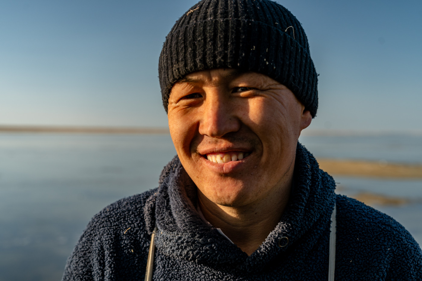 Kazakh fisherman Aidarbek Altay Uly, pictured Tuesday, Nov. 7, 2023, says that the section of the Aral Sea where he fishes has significantly shrunk in recent years and that the lake's fish are once again disappearing as the water becomes more saline. Abduaziz Madyarov / Special For The Great Salt Lake Collaborative