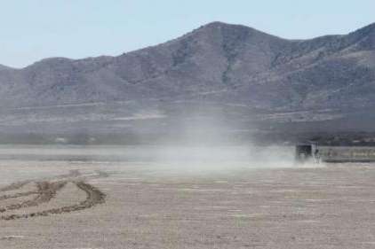 An undated photo of dust picked up by the Great Salt Lake by a vehicle illegally driving on the dried lakebed. A new bill that goes into effect May 4 clarifies that all motor vehicles are banned from dried lakebeds and navigable rivers in the state. (Courtesy of Utah Division of Forestry, Fire and State Lands)