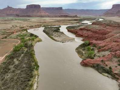 Water flows through the Colorado River Moab Daily in Grand County on Thursday, April 25, 2024. (Kristin Murphy, Deseret News)