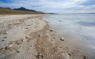 (Trent Nelson | The Salt Lake Tribune) The shore of the Great Salt Lake on Stansbury Island on Saturday, March 26, 2022. The lake could shrink another 2 feet, hitting a record low for a second consecutive year, due to Utah's persistent drought.
