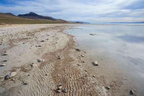 (Trent Nelson | The Salt Lake Tribune) The shore of the Great Salt Lake on Stansbury Island on Saturday, March 26, 2022. The lake could shrink another 2 feet, hitting a record low for a second consecutive year, due to Utah's persistent drought.