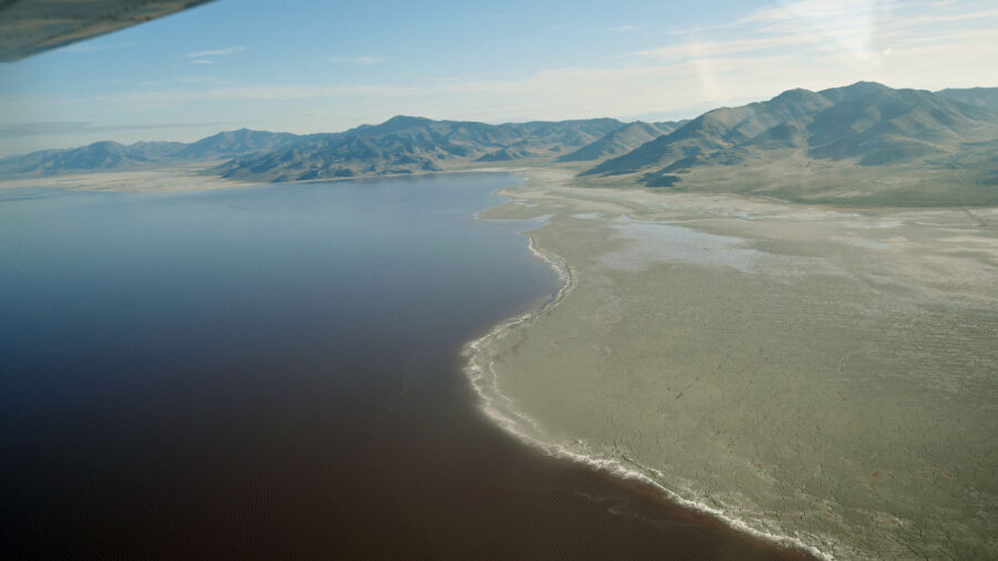 Promontory Point during an EcoFlight around the Great Salt Lake on Tuesday, April 9, 2024. (Scott G Winterton/Deseret News)