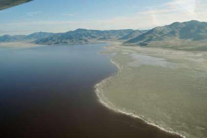 Promontory Point during an EcoFlight around the Great Salt Lake on Tuesday, April 9, 2024. (Scott G Winterton/Deseret News)