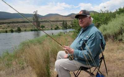 Legendary fly fisherman Emmett Heath at Little Hole along the Green River in Utah. (Sheri Quinn/UPR)