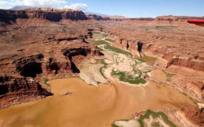 North Wash, a side canyon that has filled in with sediment since the creation of Lake Powell, is pictured where it meets the Colorado River on Sunday, Sept. 22, 2024. Kristin Murphy, Deseret News