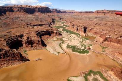 North Wash, a side canyon that has filled in with sediment since the creation of Lake Powell, is pictured where it meets the Colorado River on Sunday, Sept. 22, 2024. Kristin Murphy, Deseret News