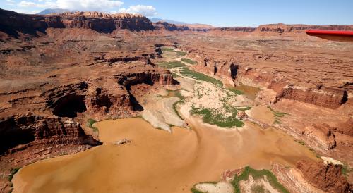 North Wash, a side canyon that has filled in with sediment since the creation of Lake Powell, is pictured where it meets the Colorado River on Sunday, Sept. 22, 2024. Kristin Murphy, Deseret News