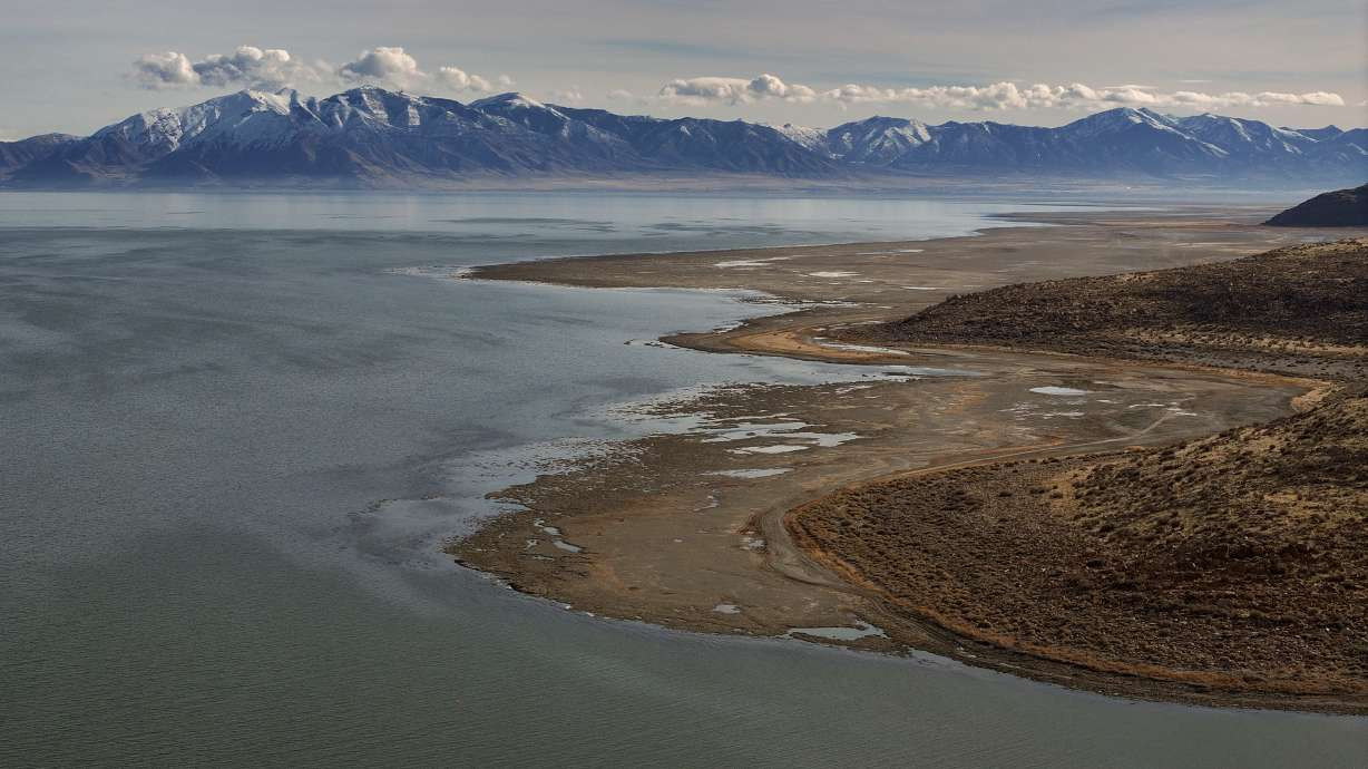 The Great Salt Lake as seen Thursday from the north end of Stansbury Island in Tooele County. Experts are hopeful a plentiful irrigation season is a sign of things to come this winter for the lake. (Kristin Murphy, Deseret News)