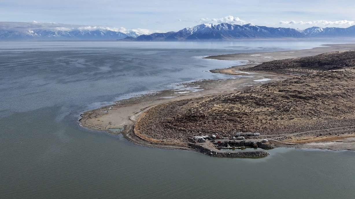 The Great Salt Lake and the north end of Stansbury Island are pictured in Tooele County on Jan. 2. The Great Salt Lake Strike Team released its annual lake report on Tuesday. (Kristin Murphy, Deseret News)