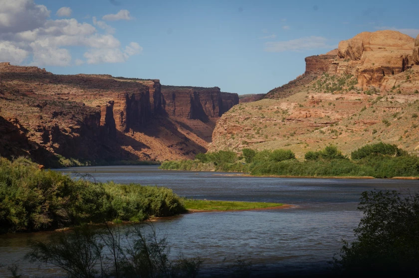 The Colorado River near Grandstaff Canyon in Grand County, Sept. 16, 2024. (David Condos/KUER)