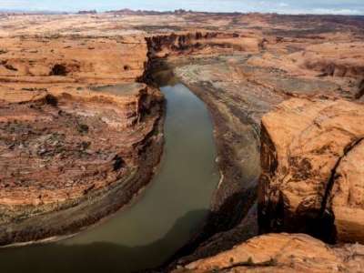 The Colorado River is pictured near Moab on Sunday, Feb. 18, 2024. (Photo by Spenser Heaps for Utah News Dispatch)