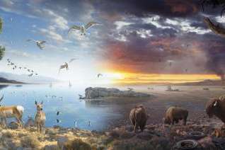  Artist Nick Pedersen’s design represents two distinctly different futures for Great Salt Lake. (Nick Pedersen)